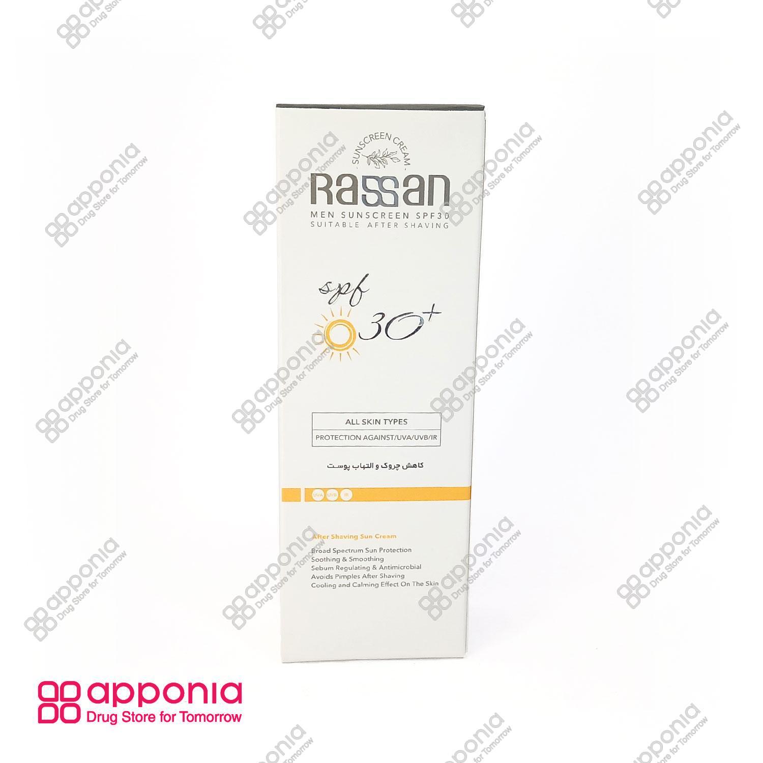 rassan-men-sunscreen-1.jpg کرم ضد آفتاب آقایان (افتر شیو) راسن SPF30 - Image 1